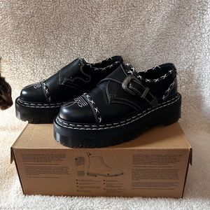 Dr Marten Monk Strap Quad Contrast Stitch Platform Shoes.